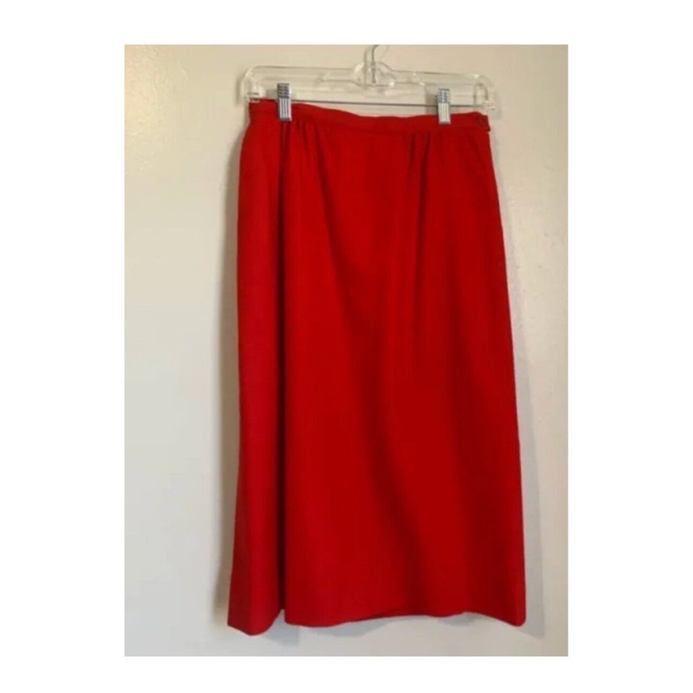 Pendleton Skirt Women 10 Red Wool Pockets Pencil Knee Length Lined Career - Picture 1 of 6